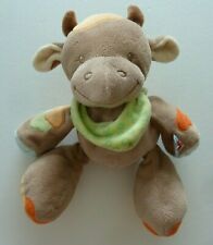 S1 - DOUDOU PELUCHE NATTOU VACHE ORANGE BEIGE MARRON FOULARD VERT JAUNE 27c TTBE