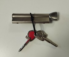 Vachette Cylindre à bouton finition nickelé 110 mm 45/55 avec 2 clés /EB04