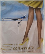 1 paire de bas nylon FF voile vintage, SERMO, beige, Taille 1