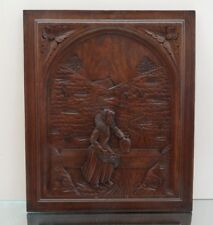 ANCIEN PANNEAU PLAQUE FRONTON BOIS SCULPTE VINTAGE ART BRETON BREIZH BOISERIE n4