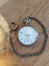 Chronomètre Montre À Gousset De Poche Ancienne Avec Châtelaine À Restaurer P2580