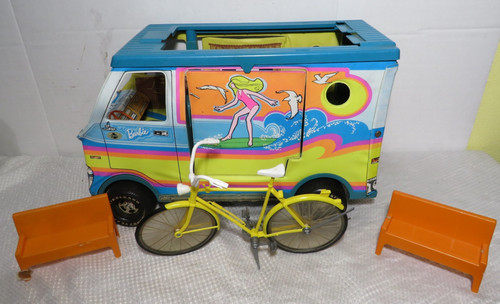 Vintage barbie 1971 beach bus - barbie,