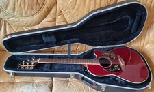 011 Guitare électro-acoustique OVATION rouge - CUSTOM Case Sangle Médiator
