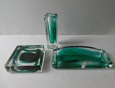 set de bureau ou de coiffeuse en verre bi-couche "sommerso", années 80
