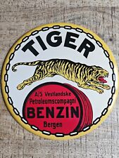 Plaque TIGER BENZIN no Émaillée Esso Shell Fina Bp Mobil