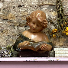 Ancienne Statue Sculpture Plâtre Polychrome - L'Ecriture - Signé Citti Frères