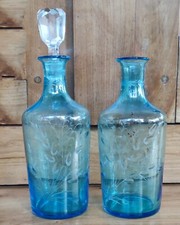 Ancien Carafon Bleu Ancienne Petite Carafe Bleu/19 Ème old  Decanter