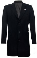 Manteau Long Noir En Laine 3/4