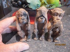 Singes de la Sagesse Sculpture Japon le Mal : Je ne Vois n'Entend ne dit Rien