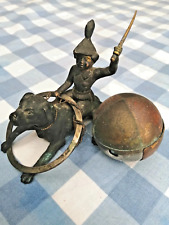 Ancien encrier en bronze enfant chevauchant un chien