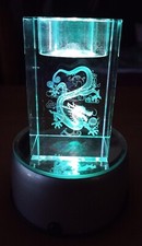RARE ! CUBE 3D CRISTAL "DRAGON