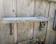 ÉTAGÈRE AVEC CONSOLES VIEUX BOIS ÉTAGÈRE MURALE 60cm ÉTAGÈRE CONSOLES FONTE NEUF