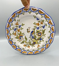 Assiette faïence de Martres-Tolosane signée MF – décor oiseaux corne d’abondance