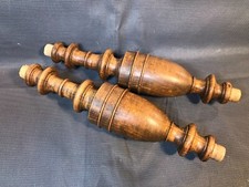 Lot 2 anciennes colonnes bois tourné balustre noyer sculpté meuble ancien
