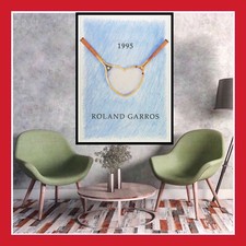 REPRO AFFICHE ROLAND GARROS 1995 60x80 ANCIENNE TOILE POSTER RÉTRO TENNIS PARIS