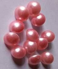 12 BOUTONS DEMI BOULES EN VERRE ROSE DIAMETRE 1 CM