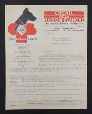 Facture 1952 CHENIL DE LA MAISON-BLANCHE chien dog Hund entête illustrée 101