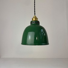 ANCIENNE SUSPENSION D’ATELIER EMAILLEE VERTE INDUSTRIELLE  Old French Lamp