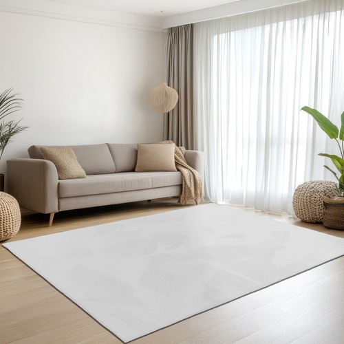 Tapis blanc doux soyeux - blanc, et