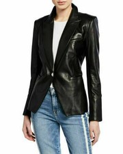 Blazer en cuir véritable pour