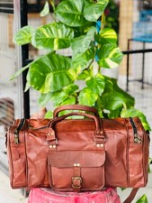 Sacs de sport de voyage en cuir de vache marron vintage neufs pour hommes