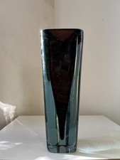 Grand Vase haut cristal vintage forme triangle style Murano
