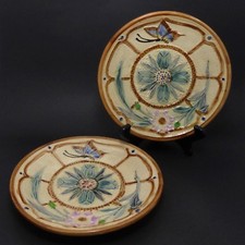 Wasmuël suite de deux assiettes au papillon fin XIXe début XXe Siecle
