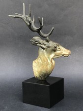 Superbe ancienne SCULPTURE CERF en REGULE époque ART DECO sur socle en marbre