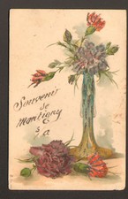 MONTIGNY-sur-AUBE (21) SOUVENIR de ...fleur & vase 1904