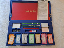 Monopoly très ancien vintage mallette bleue pièces métal maisons bois annés 70