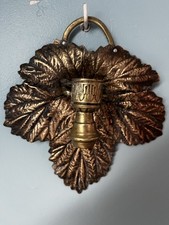 Original Ancien Bougeoir Mural ou à Poser Feuille de vigne en Laiton