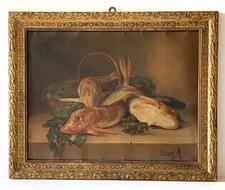 Tableau Ancien Chromolithographie "Les Rougets" par A.S. Sauvage - 19ème