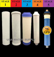 5 Stage Reverse Osmosis FULL Replacement Water Filter Kit with 75 GPD Membrane