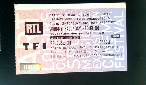 Billet ticket concert johnny - billet,