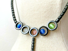 Beau COLLIER HEMATITE Gris &