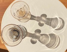 Lot de 2 verres d'art Oiva Toikka Nuutajarvi PomPom signés vintage Finlande