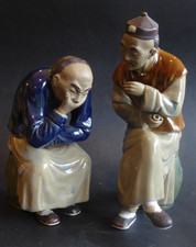 2 STATUE ASIATIQUE SCULPTURE argile /ceramique  CHINOIS 2 CHINESE clay statues