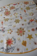 Nappe anti tâches Ronde 160 cm motifs Noel Flocons et Étoiles