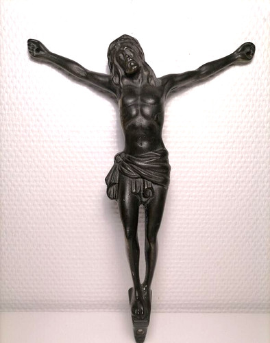 Crucifix bronze signé - crucifix,