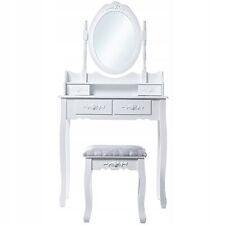 Coiffeuse KADAX avec miroir, tiroir et tabouret, blanche, 75 x 40 x 147 cm