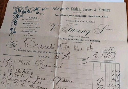 Ancienne facture 1905 - facture,