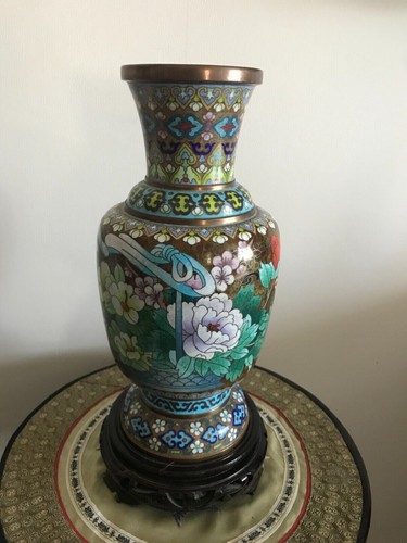 Cloisonne vase bronze emaux - cloisonne,