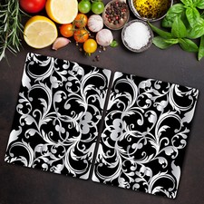 Planche à Découper Verre Trempé Décoration de Cusine 2x40x52 Fleurs 3D vintage