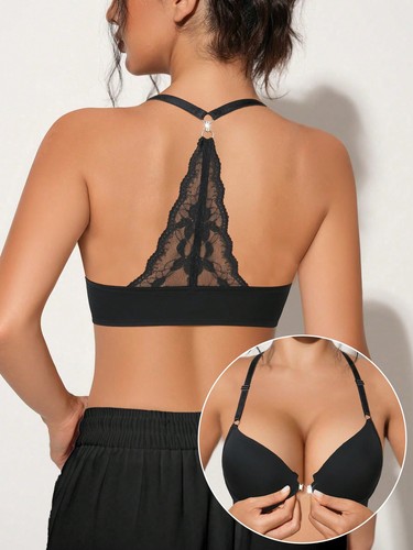 Black shiny push bra with - shiny,