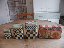 4 BOITES ANCIENNES DE CUISINE OU A GATEAUX - ALSACIENNE CHAMONIX ASTÉRIX +AUTRES