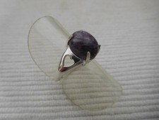 Bague argent massif 925, cabochon ovale pierre noire jaspe taille 52  B1568  lot