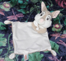 DOUDOU DISNEY BABY PLAT LAPIN PANPAN BLANC GRIS BEIGE POIS ETAT NEUF