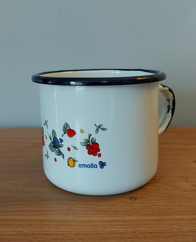 Enamel mug cup - cup, berries