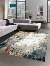 Tapis Abstrait Salon Couloir en Design moderne rouge bleu gris - Entretien ...