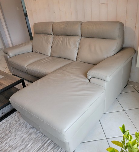 Canape cuir taupe poltron - canape,